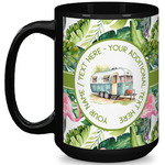 Flamingo & Camping 15 oz Coffee Mug - Black (Personalized)
