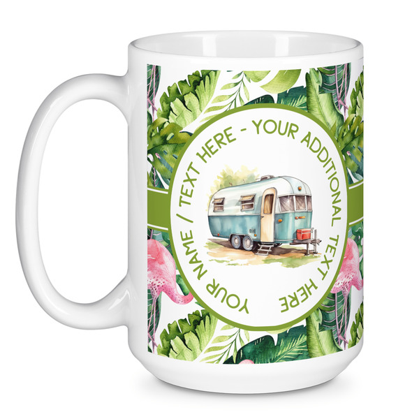 Flamingo & Camping Coffee Mug - 15 oz - White