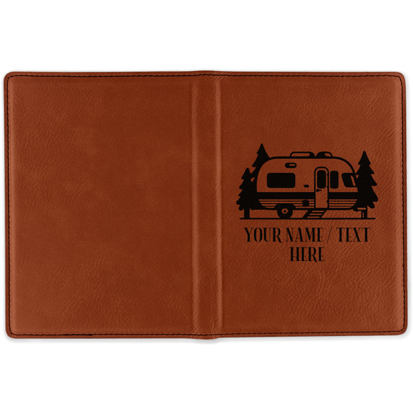 Flamingo & Camping Cognac Leather Passport Holder Outside Single Sided - Apvl