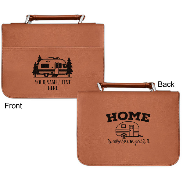 Flamingo & Camping Cognac Leatherette Bible Covers - Small Double Sided Approval