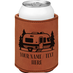 Flamingo & Camping Leatherette Can Sleeve - Single-Sided