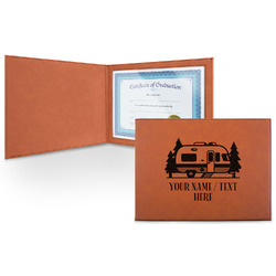Flamingo & Camping Leatherette Certificate Holder - Front Only