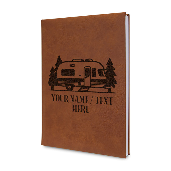 Custom Flamingo & Camping Leatherette Journal - Double-Sided