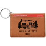 Flamingo & Camping Leatherette Keychain ID Holder - Double-Sided
