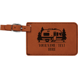 Flamingo & Camping Leatherette Luggage Tag