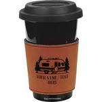 Flamingo & Camping Leatherette Cup Sleeve - Double-Sided