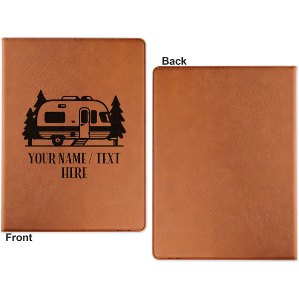 Flamingo & Camping Cognac Leatherette Portfolios with Notepad - Small - Single Sided- Apvl