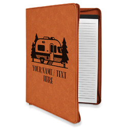 Flamingo & Camping Leatherette Zipper Portfolio with Notepad