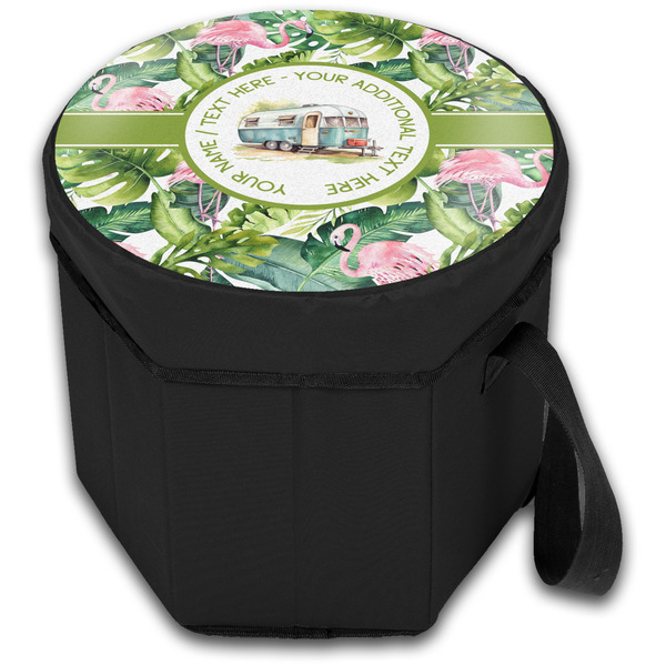 Flamingo & Camping Collapsible Personalized Cooler & Seat (Closed)
