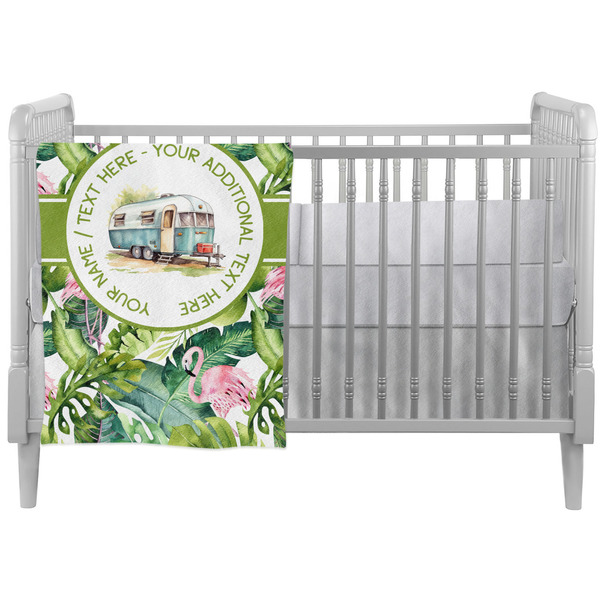Custom Flamingo & Camping Crib Comforter / Quilt (Personalized)