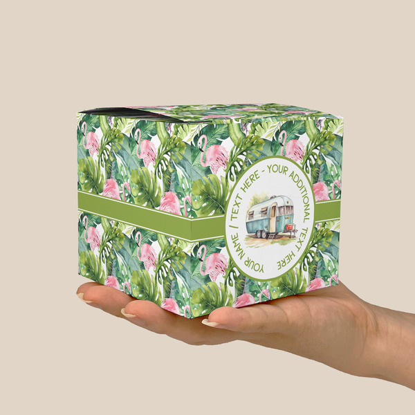 Flamingo & Camping Cube Favor Gift Box - Scale View
