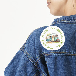 Flamingo & Camping Twill Iron On Patch - Custom Shape - Large (Personalized)