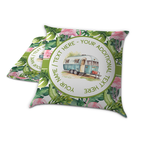 Flamingo & Camping Decorative Pillow Case - TWO