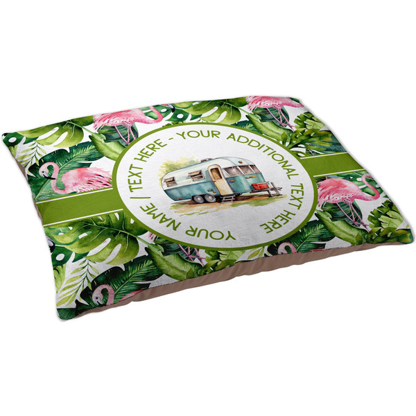 Custom Flamingo & Camping Indoor Dog Bed - Large (Personalized)
