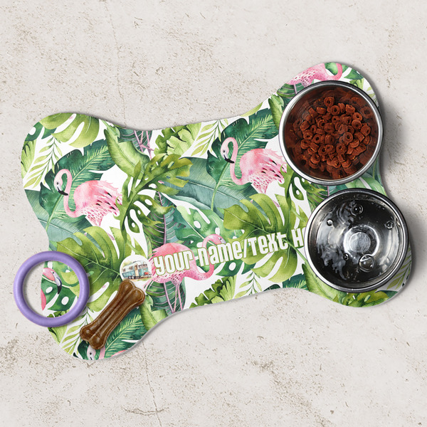 Flamingo & Camping Dog Bone Shaped Mat Lifestyle