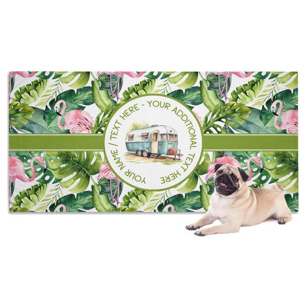 Custom Flamingo & Camping Dog Towel (Personalized)