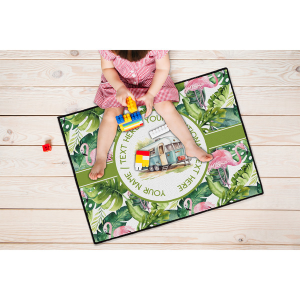 Flamingo & Camping Door Mat - 24"x18" - Lifestyle