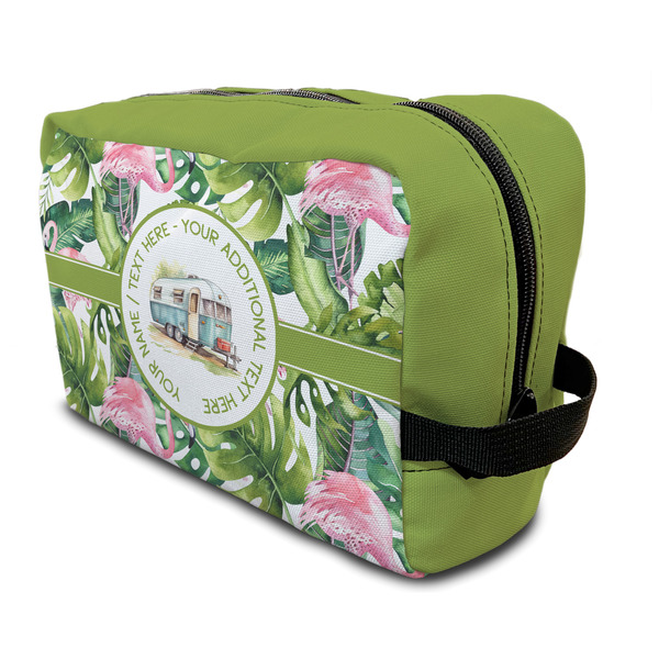 Custom Flamingo & Camping Toiletry Bag / Dopp Kit (Personalized)