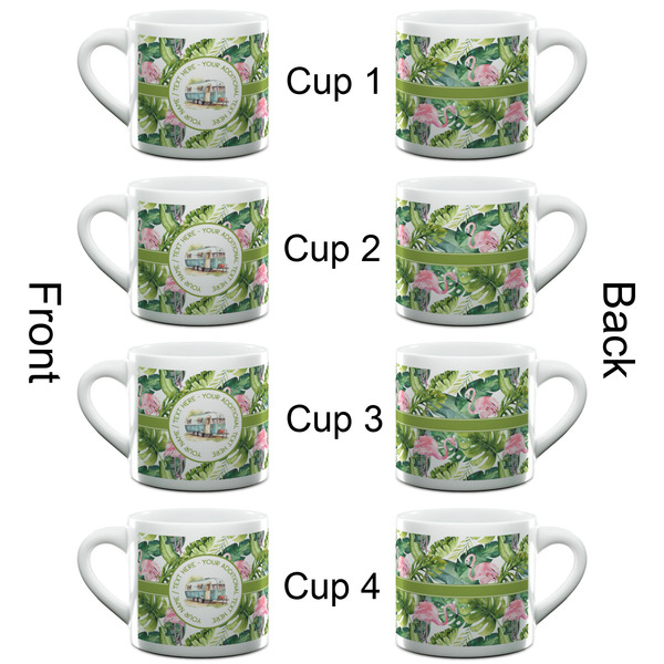 Flamingo & Camping Double Shot Espresso Cup - Set of 4 - Front & Back