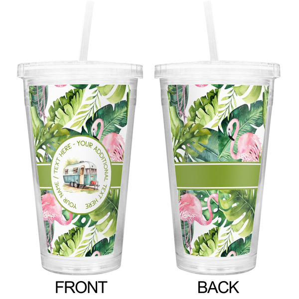 Flamingo & Camping Double Wall Tumbler with Straw - Approval