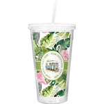 Flamingo & Camping Double Wall Tumbler with Straw (Personalized)