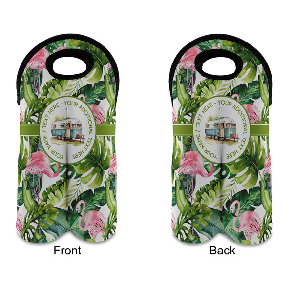 Flamingo & Camping Double Wine Tote - Front & Back