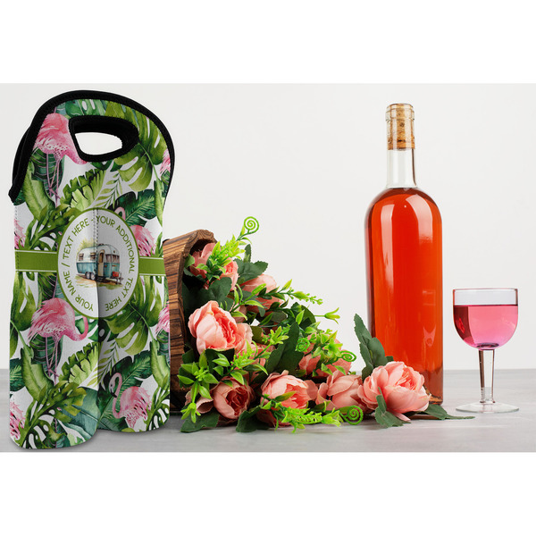 Flamingo & Camping Double Wine Tote - In Context
