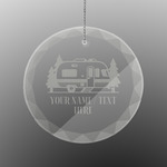 Flamingo & Camping Engraved Glass Ornament - Round