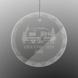 Flamingo & Camping Engraved Glass Ornament - Round