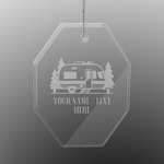 Flamingo & Camping Engraved Glass Ornament - Octagon