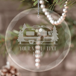 Flamingo & Camping Engraved Glass Ornament