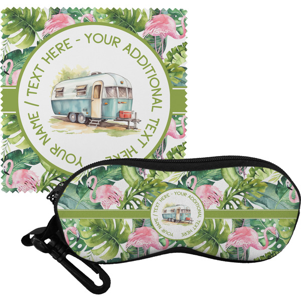 Custom Flamingo & Camping Eyeglass Case & Cloth (Personalized)