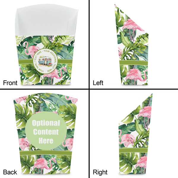 Flamingo & Camping French Fry Favor Box - Front & Back View
