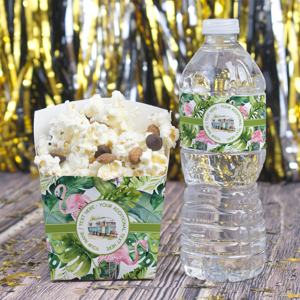 Flamingo & Camping French Fry Favor Box - w/ Water Bottle