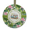Flamingo & Camping Flat Glass Ornament - Round (Personalized)