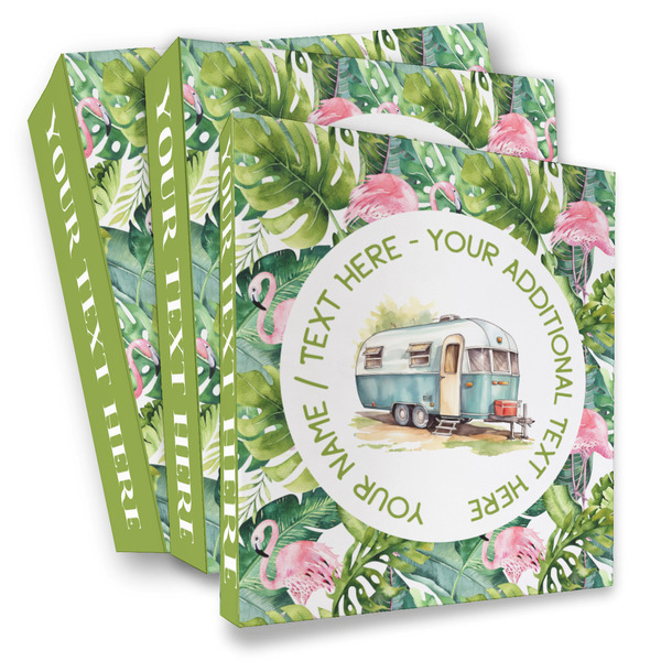 Custom Flamingo & Camping 3-Ring Binder - Full Wrap (Personalized)