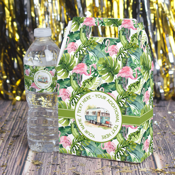 Flamingo & Camping Gable Favor Box - In Context