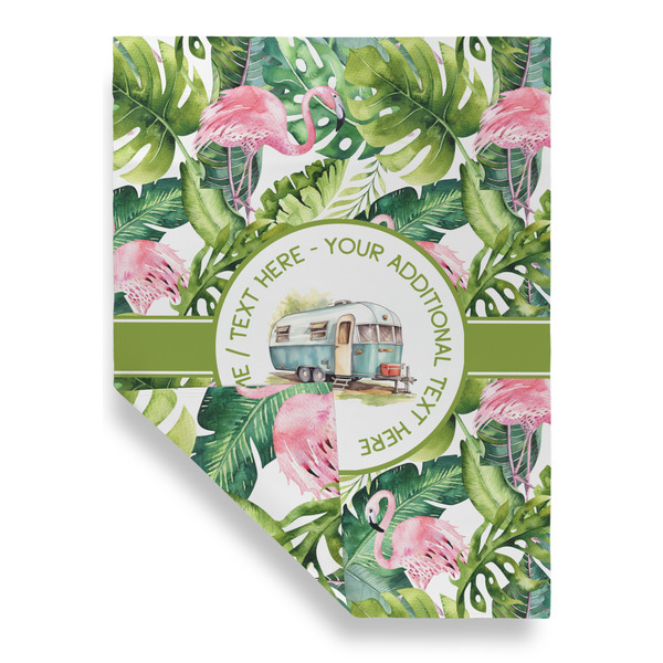 Flamingo & Camping Garden Flags - Large - Double Sided - FRONT FOLDED