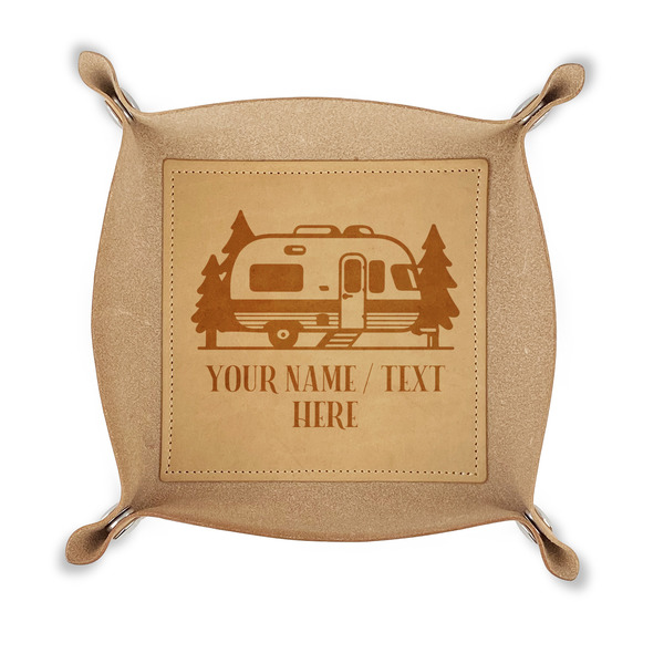 Custom Flamingo & Camping Genuine Leather Dice Tray