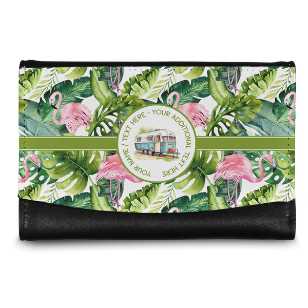 Custom Flamingo & Camping Genuine Leather Women's Wallet - Small (Personalized)