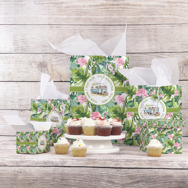 Flamingo & Camping Gift Bags - In Context