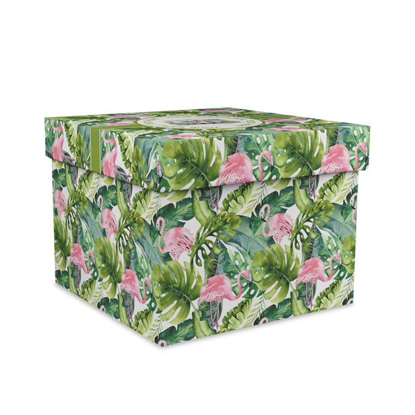 Custom Flamingo & Camping Gift Box with Lid - Canvas Wrapped - Large (Personalized)