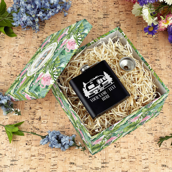 Flamingo & Camping Gift Boxes with Lid - Canvas Wrapped - Large - In Context