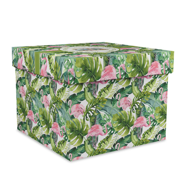 Custom Flamingo & Camping Gift Box with Lid - Canvas Wrapped - X-Large (Personalized)