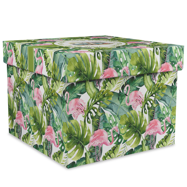 Custom Flamingo & Camping Gift Box with Lid - Canvas Wrapped - XX-Large (Personalized)