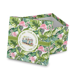 Flamingo & Camping Gift Box with Lid - Canvas Wrapped (Personalized)