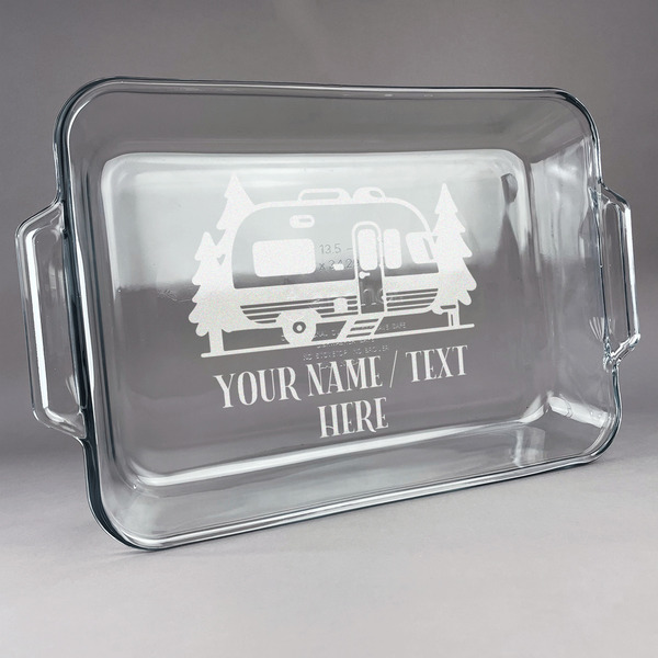 Custom Flamingo & Camping Glass Baking and Cake Dish