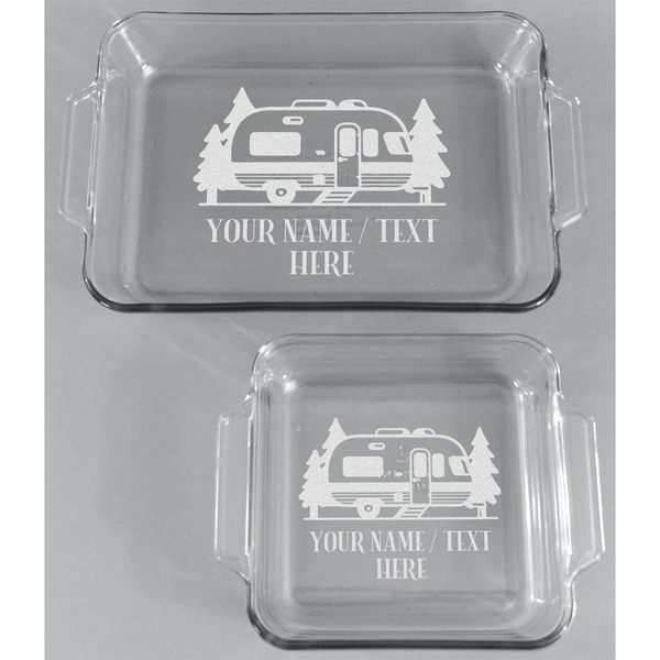 Flamingo & Camping Glass Baking Dish Set - Front