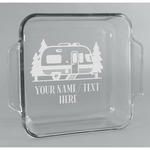 Flamingo & Camping Glass Cake Dish - 8in x 8in