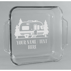 Flamingo & Camping Glass Cake Dish - 8in x 8in